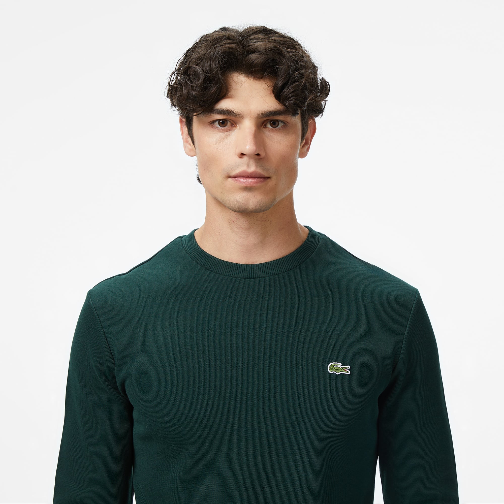 Lacoste Erkek Regular Fit Uzun Kollu Bisiklet Yaka Koyu Yeşil T-Shirt