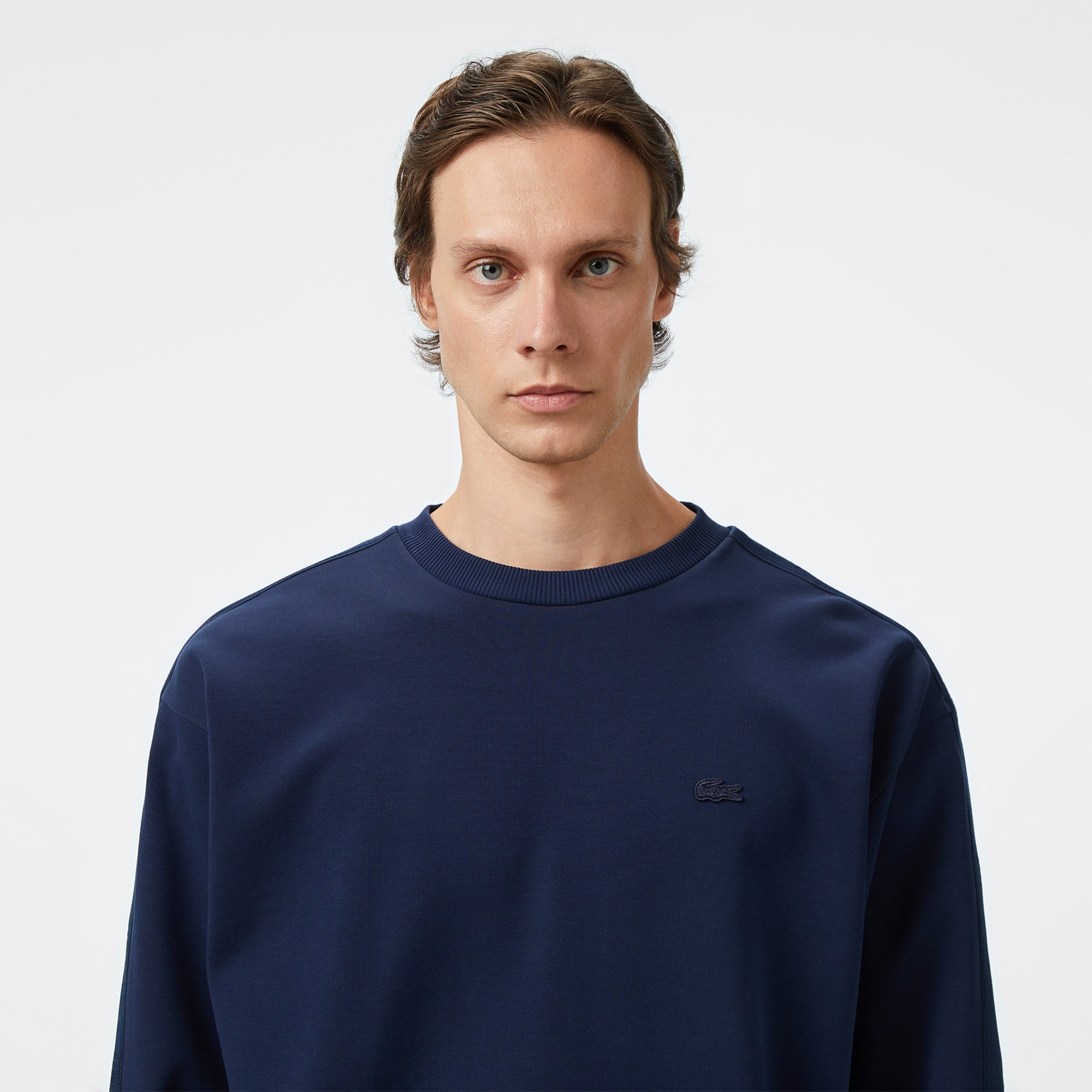 Erkek Relaxed Fit Bisiklet Yaka Lacivert Sweatshirt