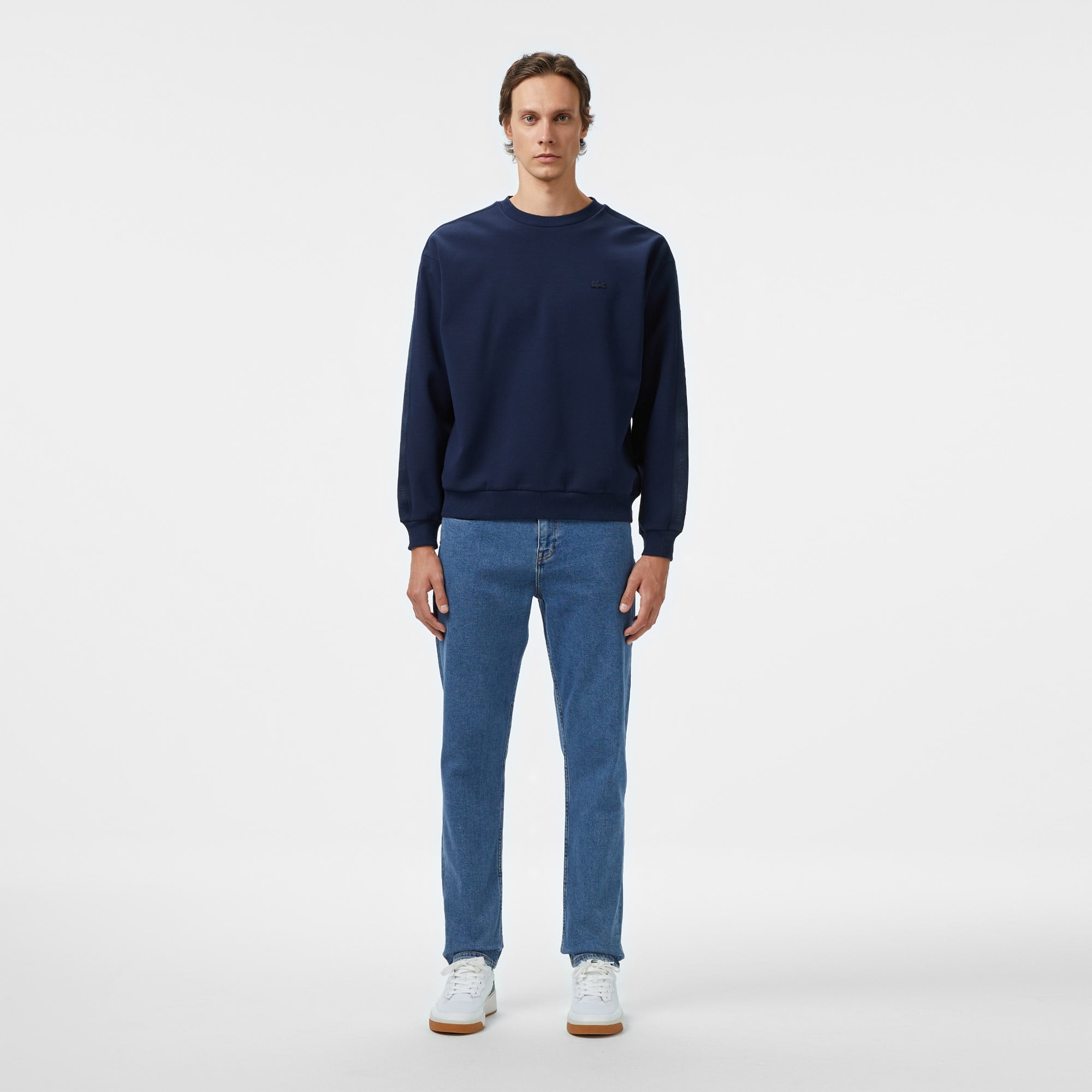 Erkek Relaxed Fit Bisiklet Yaka Lacivert Sweatshirt