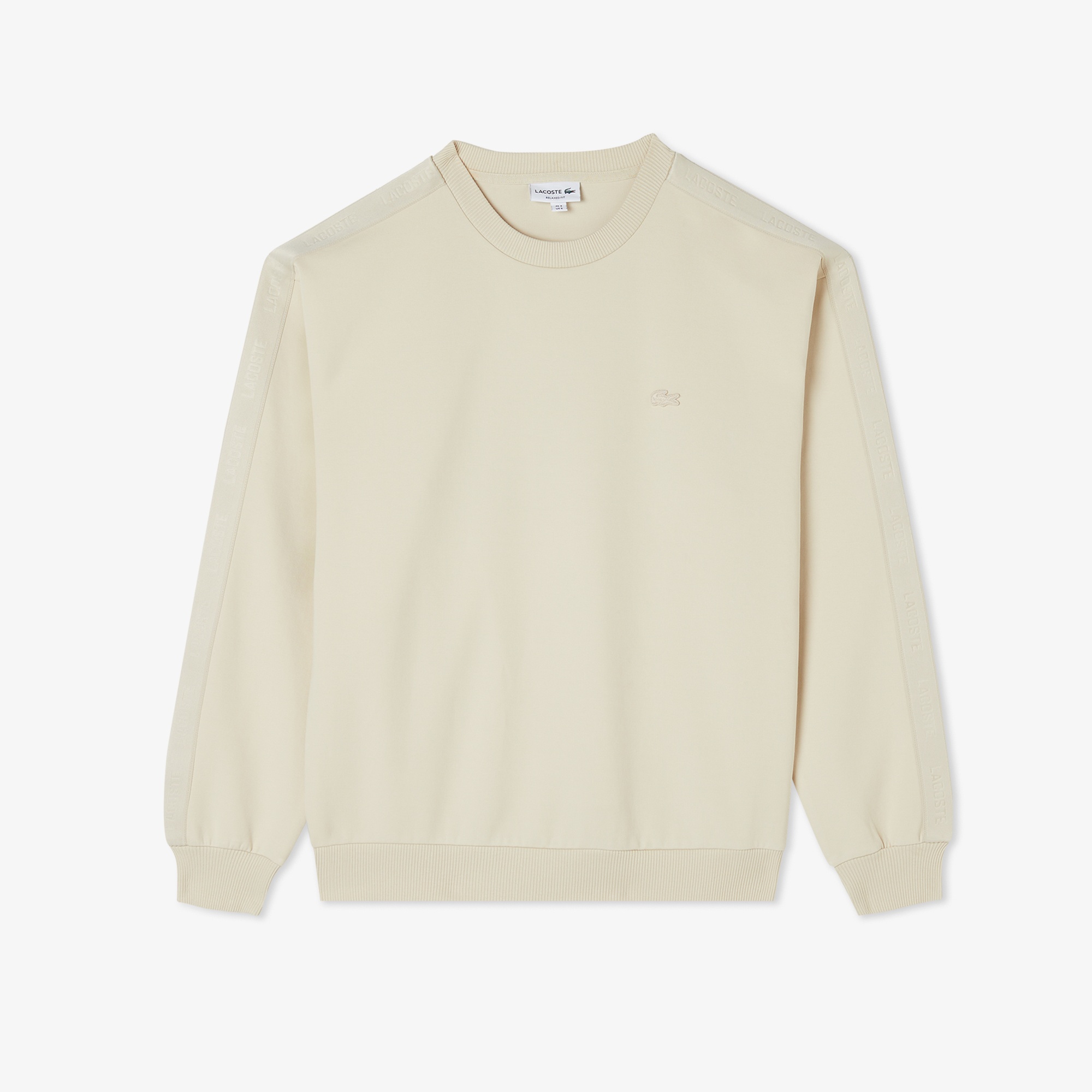 Lacoste Erkek Relaxed Fit Bisiklet Yaka Açık Krem Sweatshirt