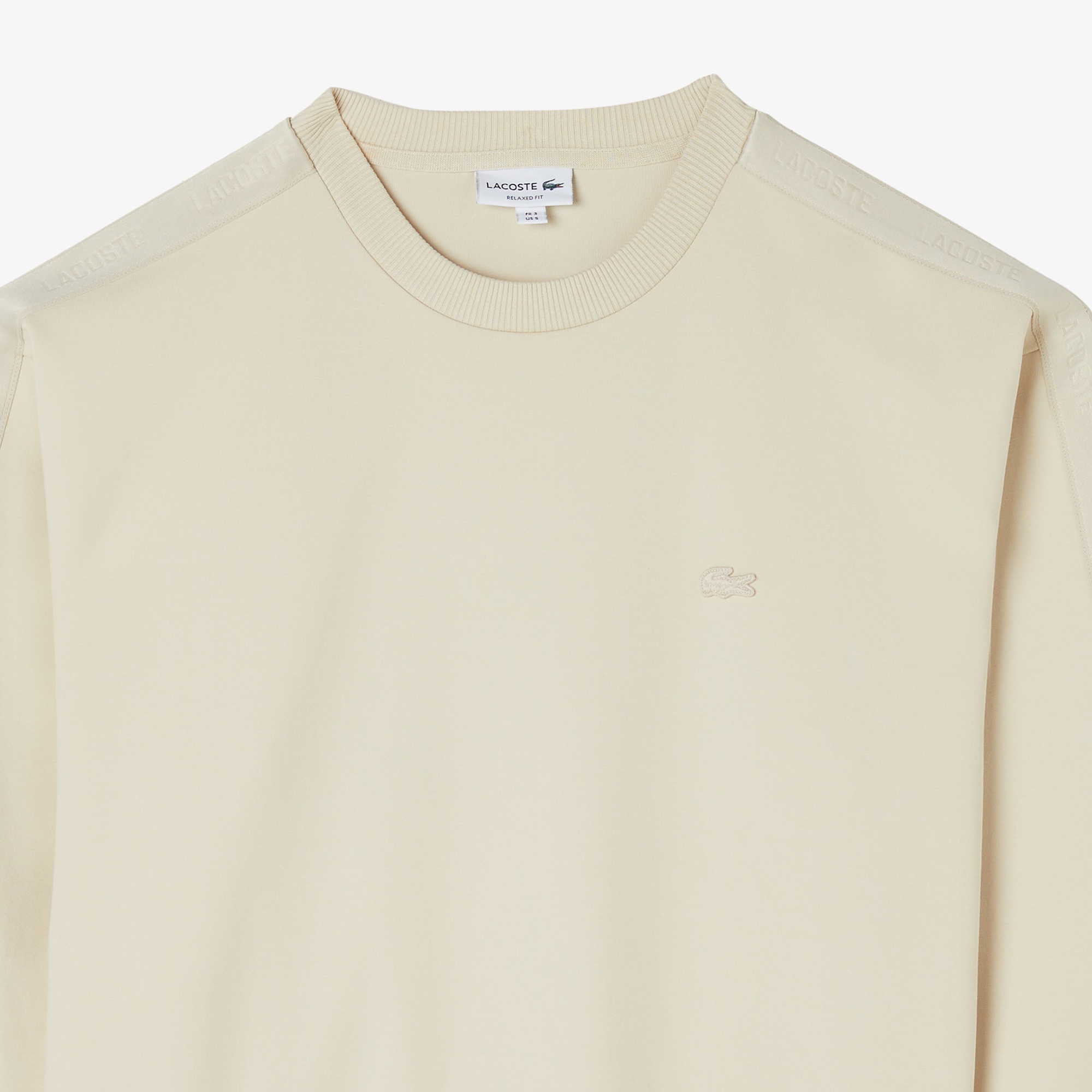 Lacoste Erkek Relaxed Fit Bisiklet Yaka Açık Krem Sweatshirt