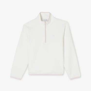 Lacoste Kadın Regular Fit Yarım Fermuarlı Beyaz Sweatshirt