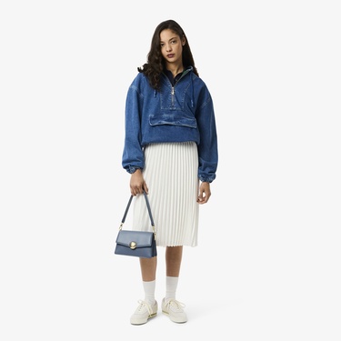  Lacoste Tennis Bliss Kadın Deri Mavi Omuz Çantası