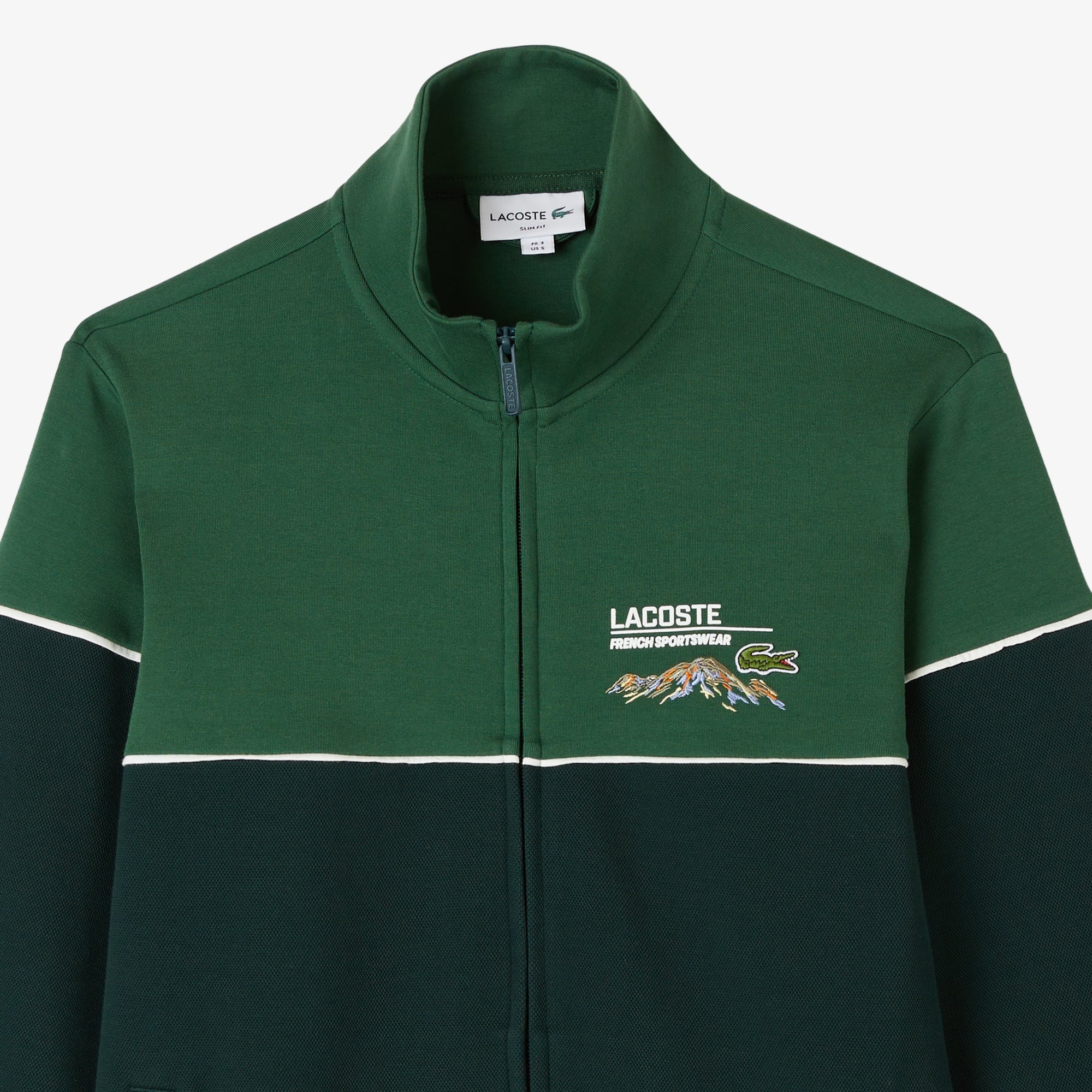 Lacoste Erkek Slim Fit Fermuarlı Renk Bloklu Yeşil Sweatshirt