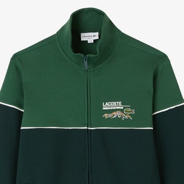  Lacoste Erkek Slim Fit Fermuarlı Renk Bloklu Yeşil Sweatshirt