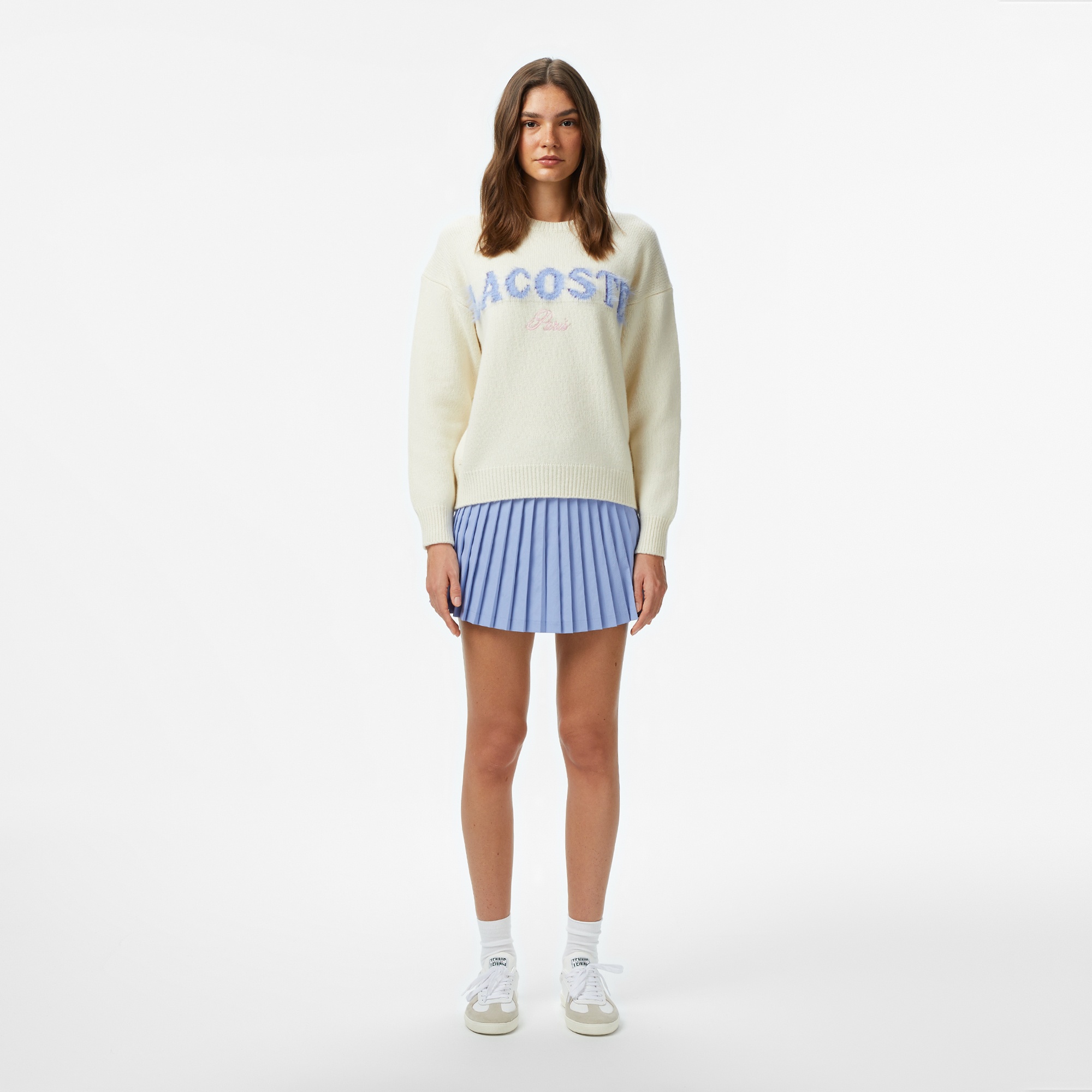 Lacoste Kadın Flare Fit Pileli Mavi Etek