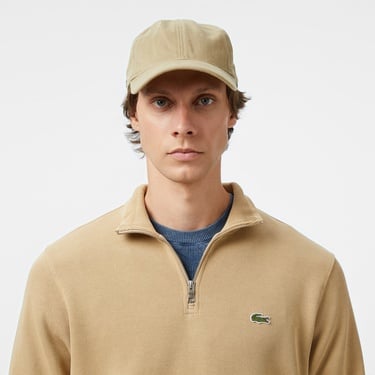  Lacoste Erkek Classic Fit Yarım Fermuarlı Bej Sweatshirt