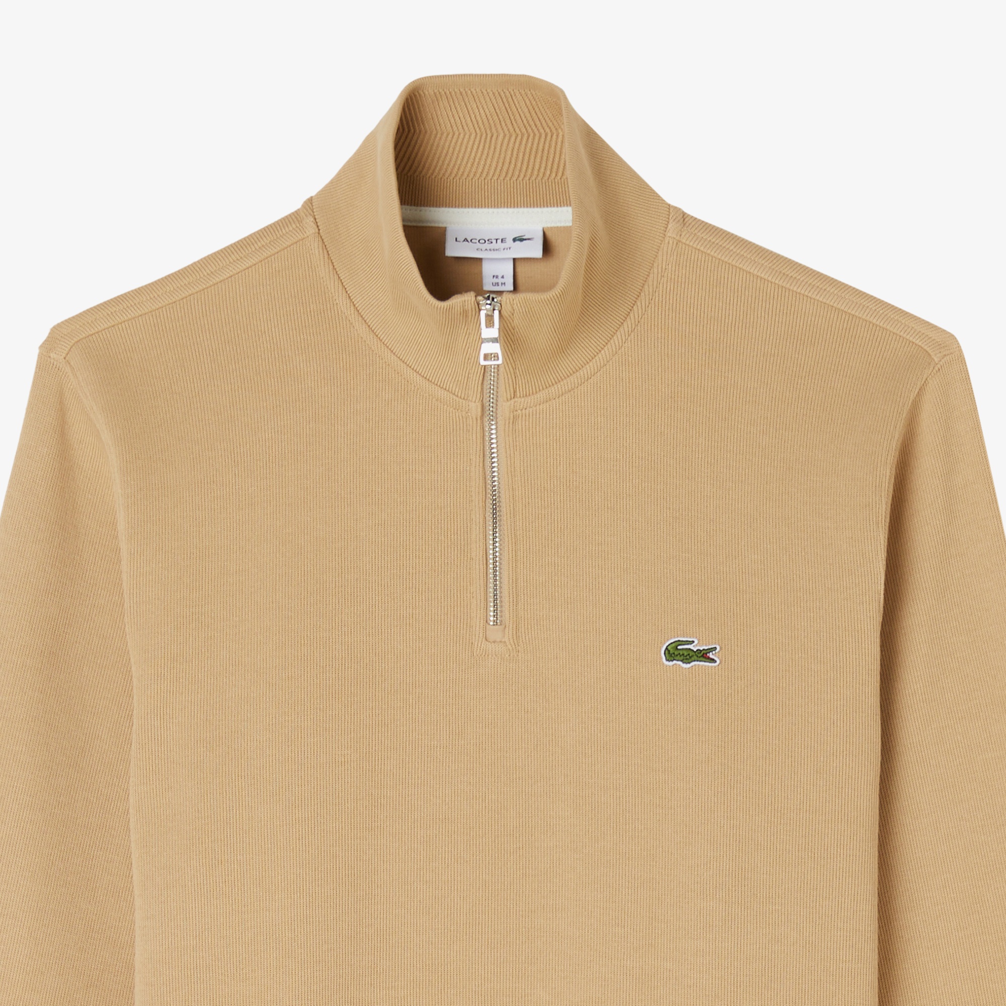 Lacoste Erkek Classic Fit Yarım Fermuarlı Bej Sweatshirt