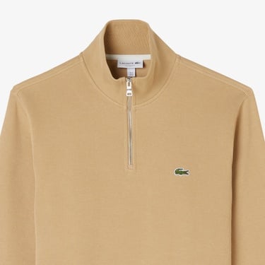  Lacoste Erkek Classic Fit Yarım Fermuarlı Bej Sweatshirt