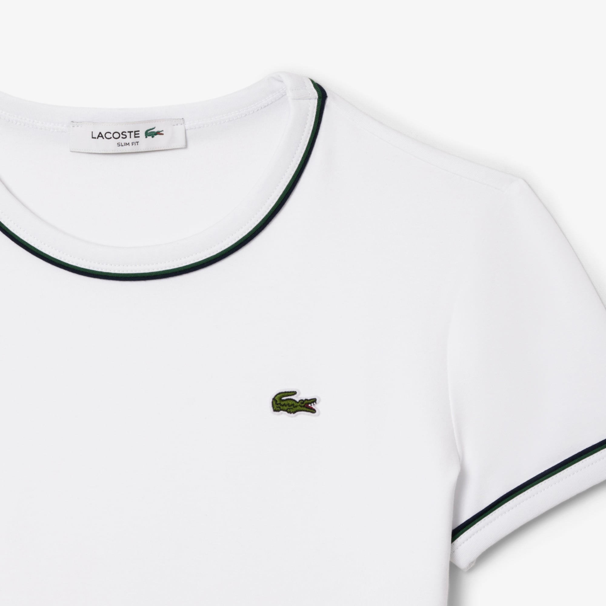 Lacoste Kadın Slim Fit Bisiklet Yaka Beyaz T-Shirt