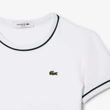  Lacoste Kadın Slim Fit Bisiklet Yaka Beyaz T-Shirt
