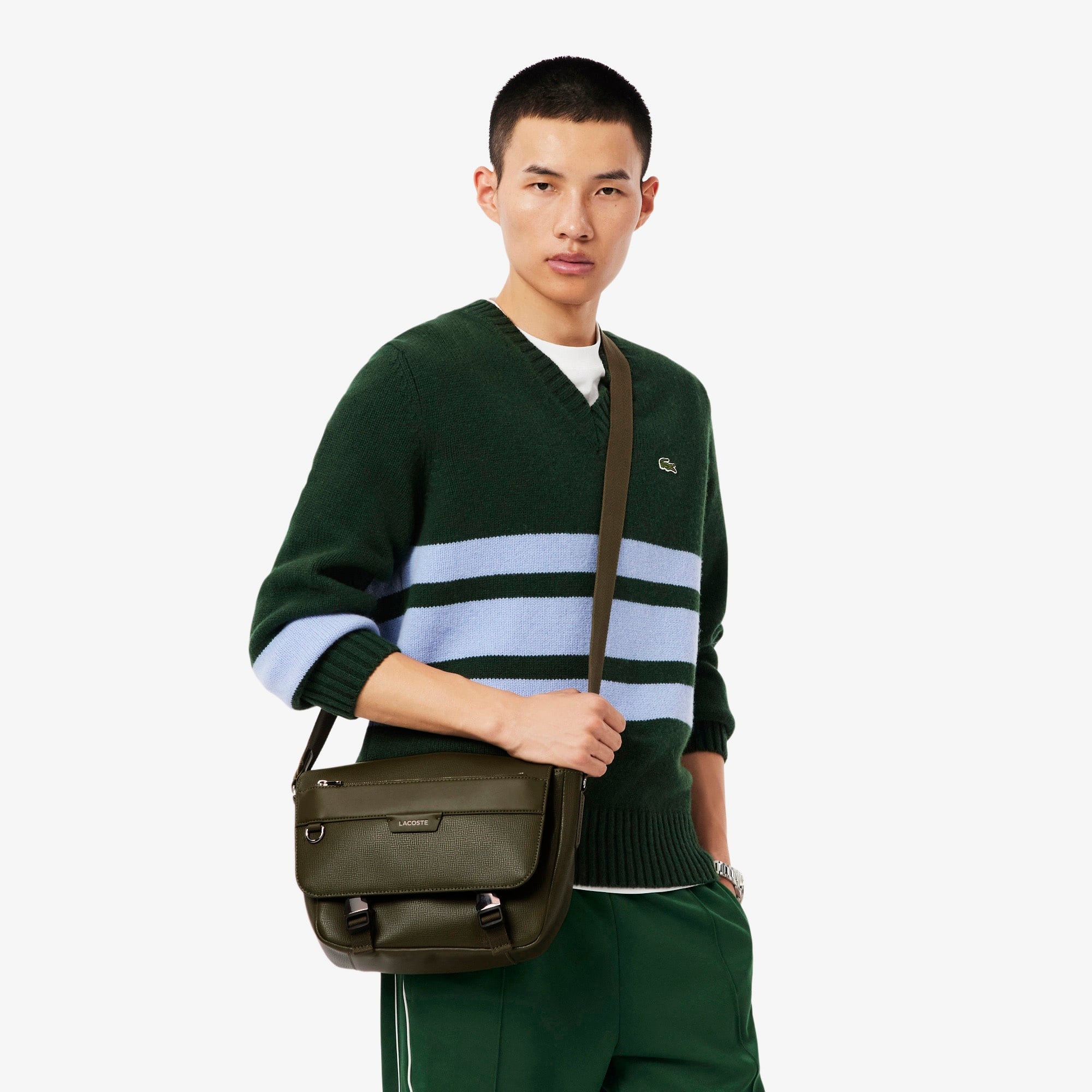 Lacoste Erkek Deri Yeşil Omuz Çantası