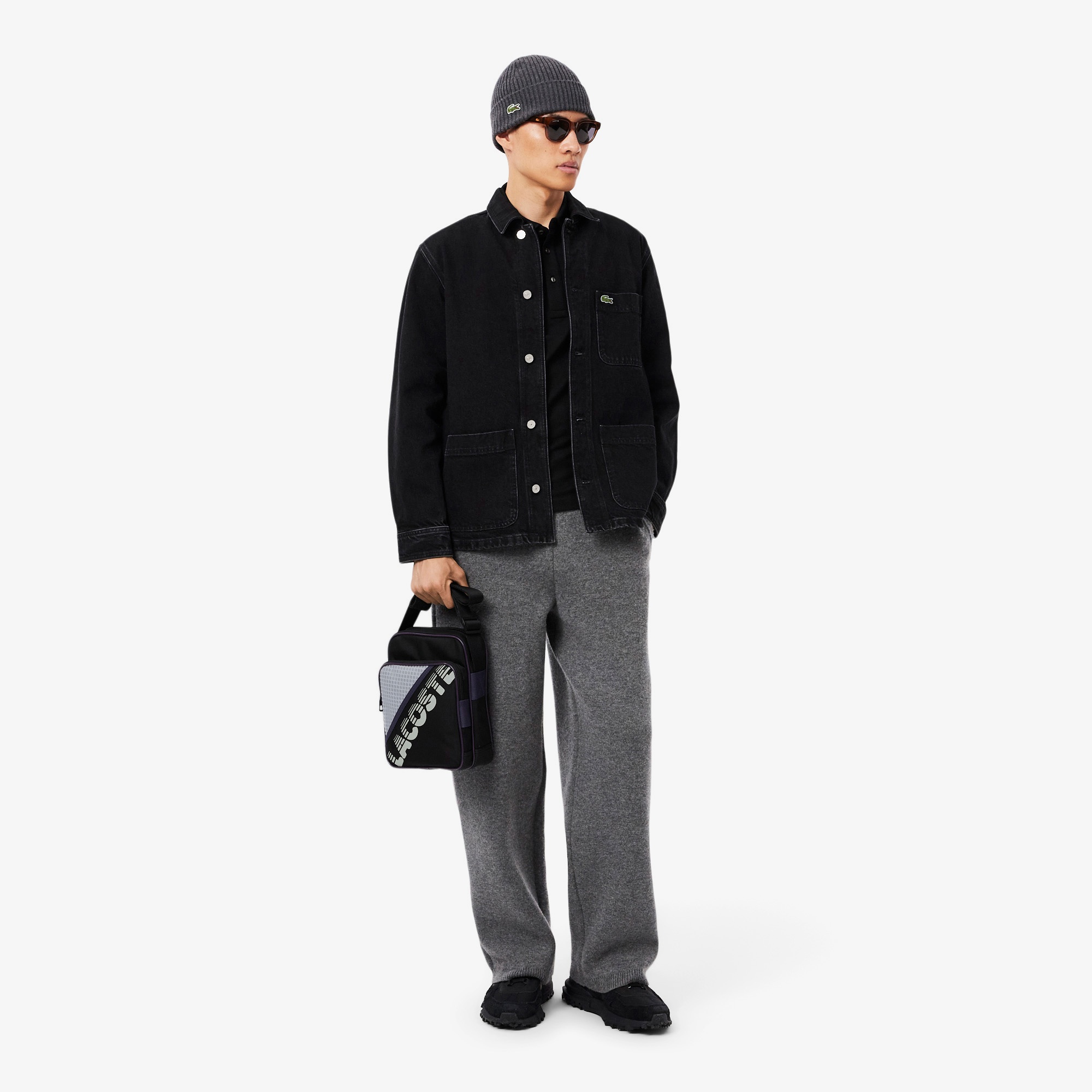 Lacoste Erkek Baskılı Siyah Postacı Çantası