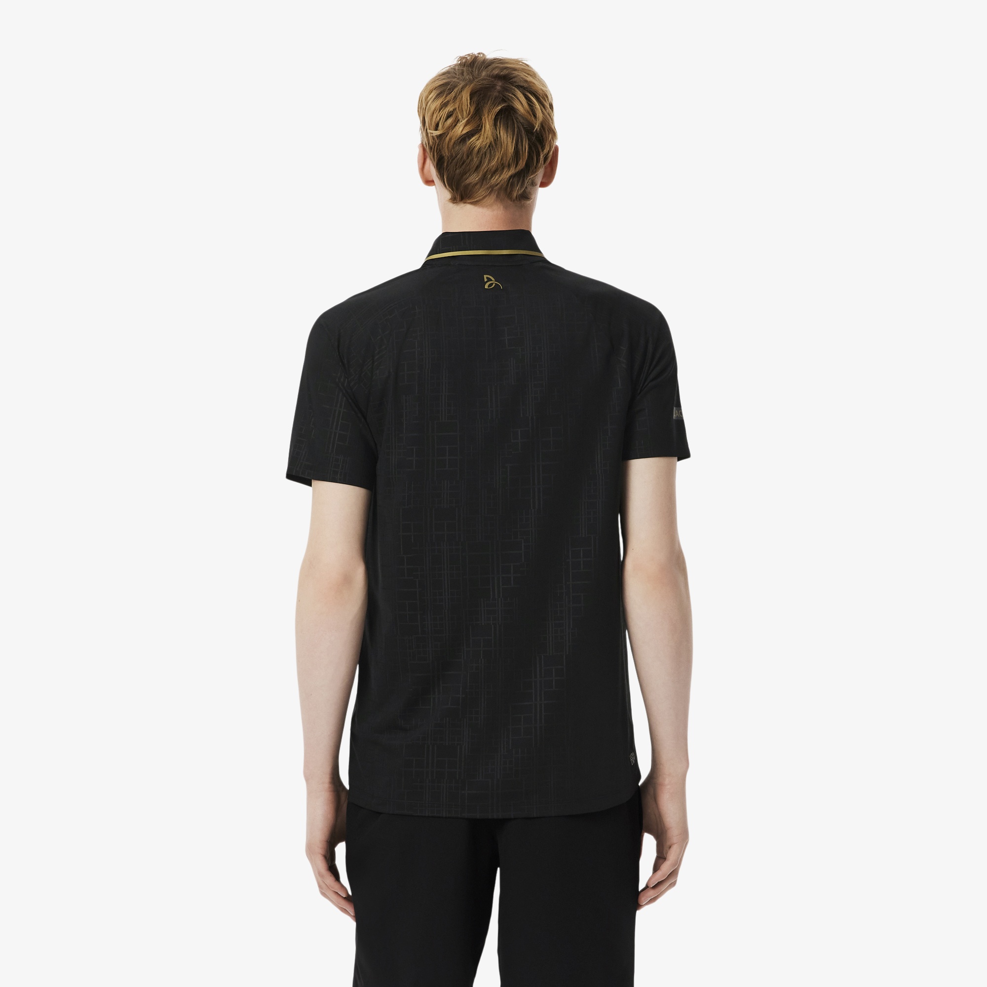 Lacoste Tennis x Novak Djokovic Erkek Slim Fit Desenli Siyah Polo