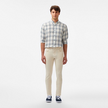  Lacoste Erkek Slim Fit Krem Jean Pantolon