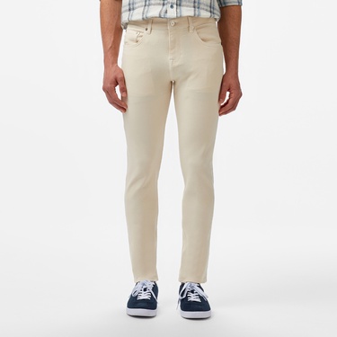  Lacoste Erkek Slim Fit Krem Jean Pantolon