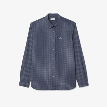  Lacoste Erkek Regular Fit Kareli Lacivert Gömlek