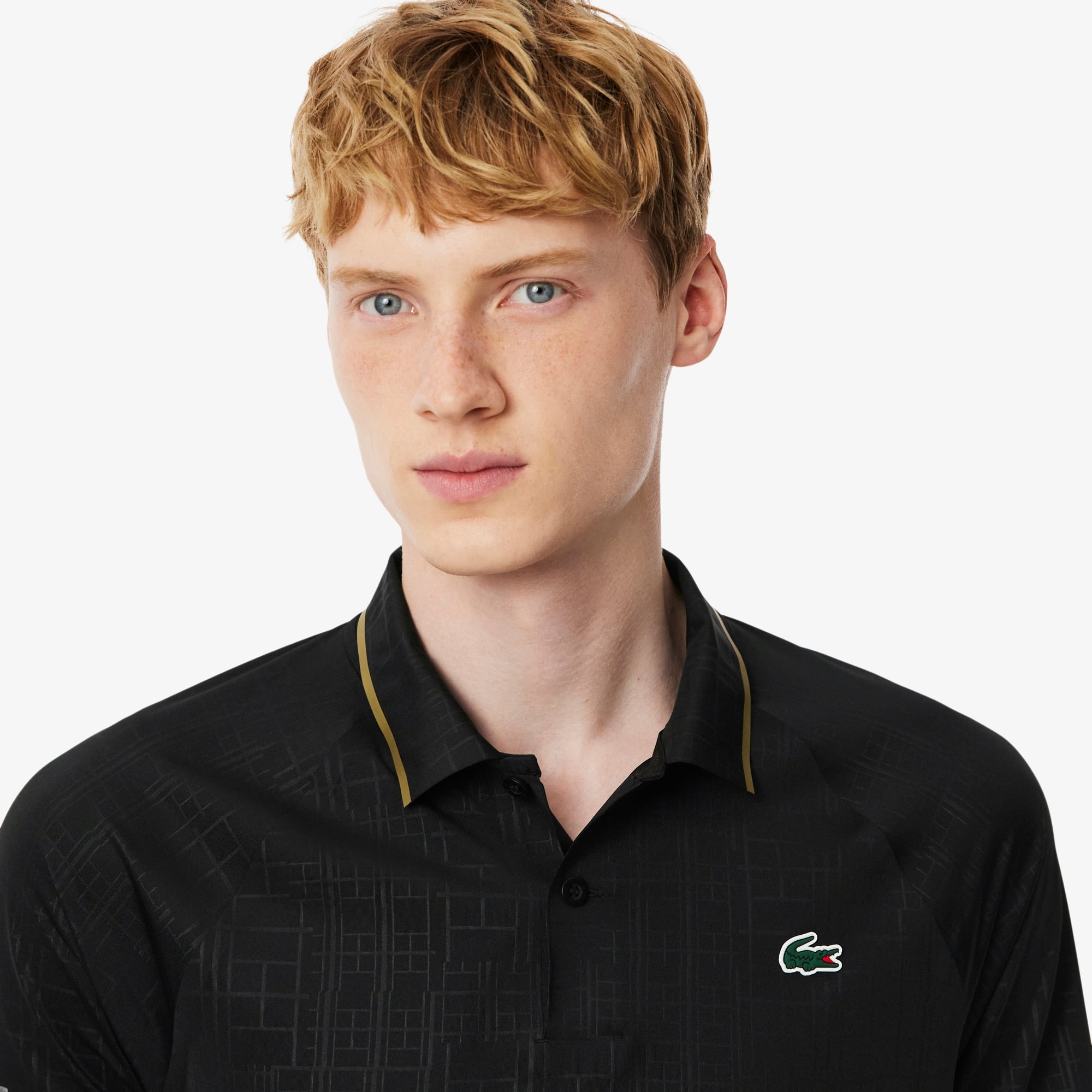 Lacoste Tennis x Novak Djokovic Erkek Slim Fit Desenli Siyah Polo