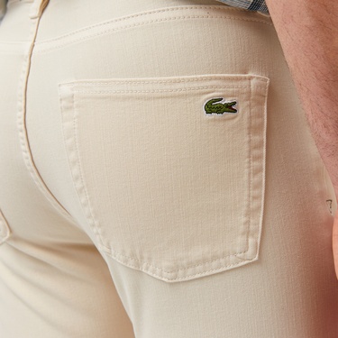  Lacoste Erkek Slim Fit Krem Jean Pantolon