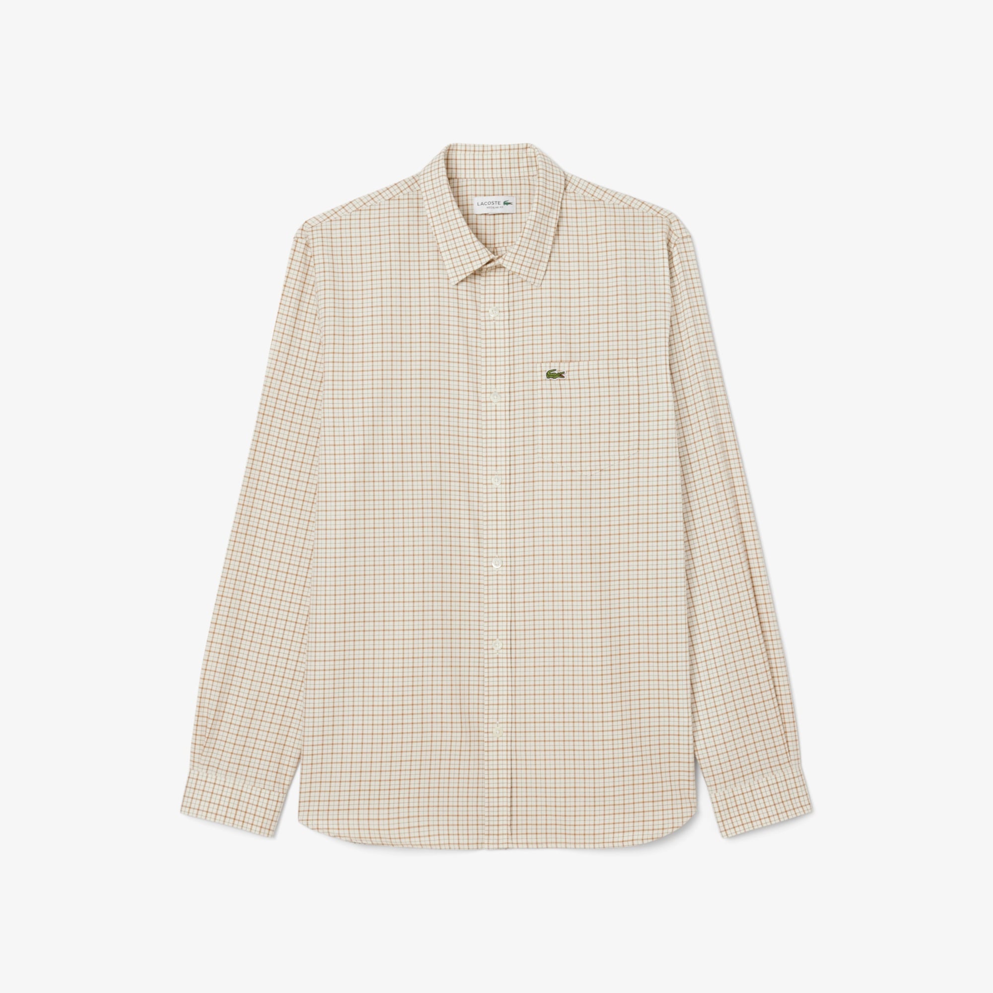 Erkek Regular Fit Kareli Krem Gömlek