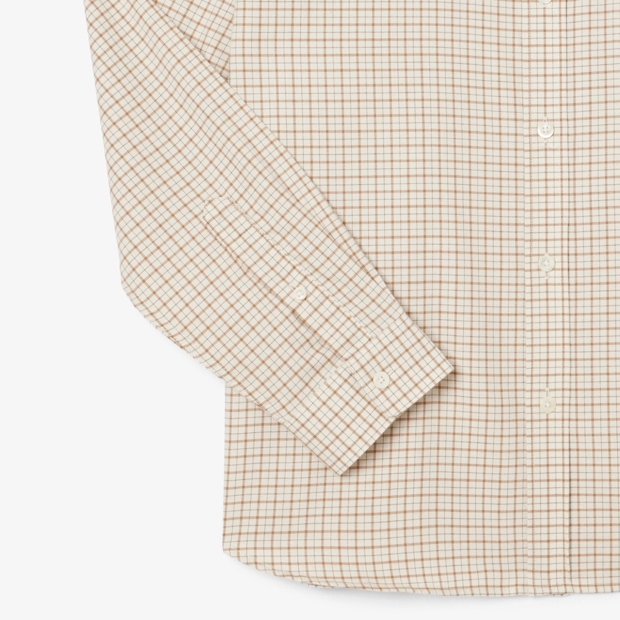 Erkek Regular Fit Kareli Krem Gömlek