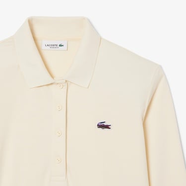  Lacoste Kadın Regular Fit Uzun Kollu Krem Polo