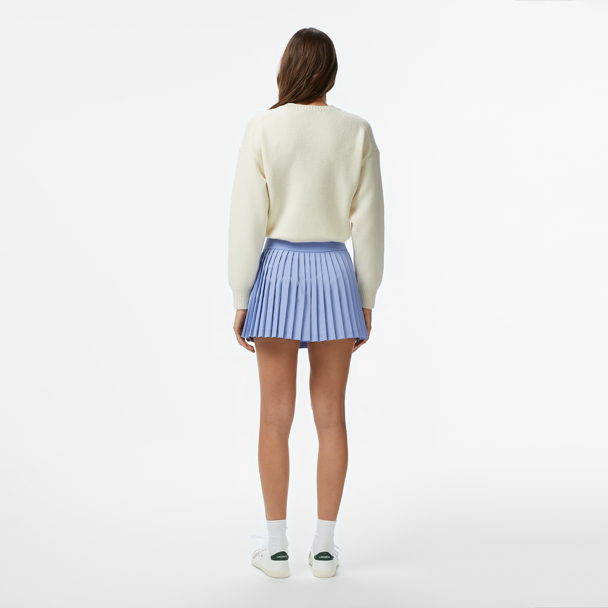 Lacoste Kadın Flare Fit Pileli Mavi Etek