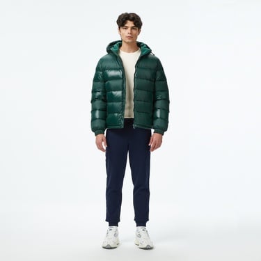  Lacoste Erkek Kapüşonlu Koyu Yeşil Mont