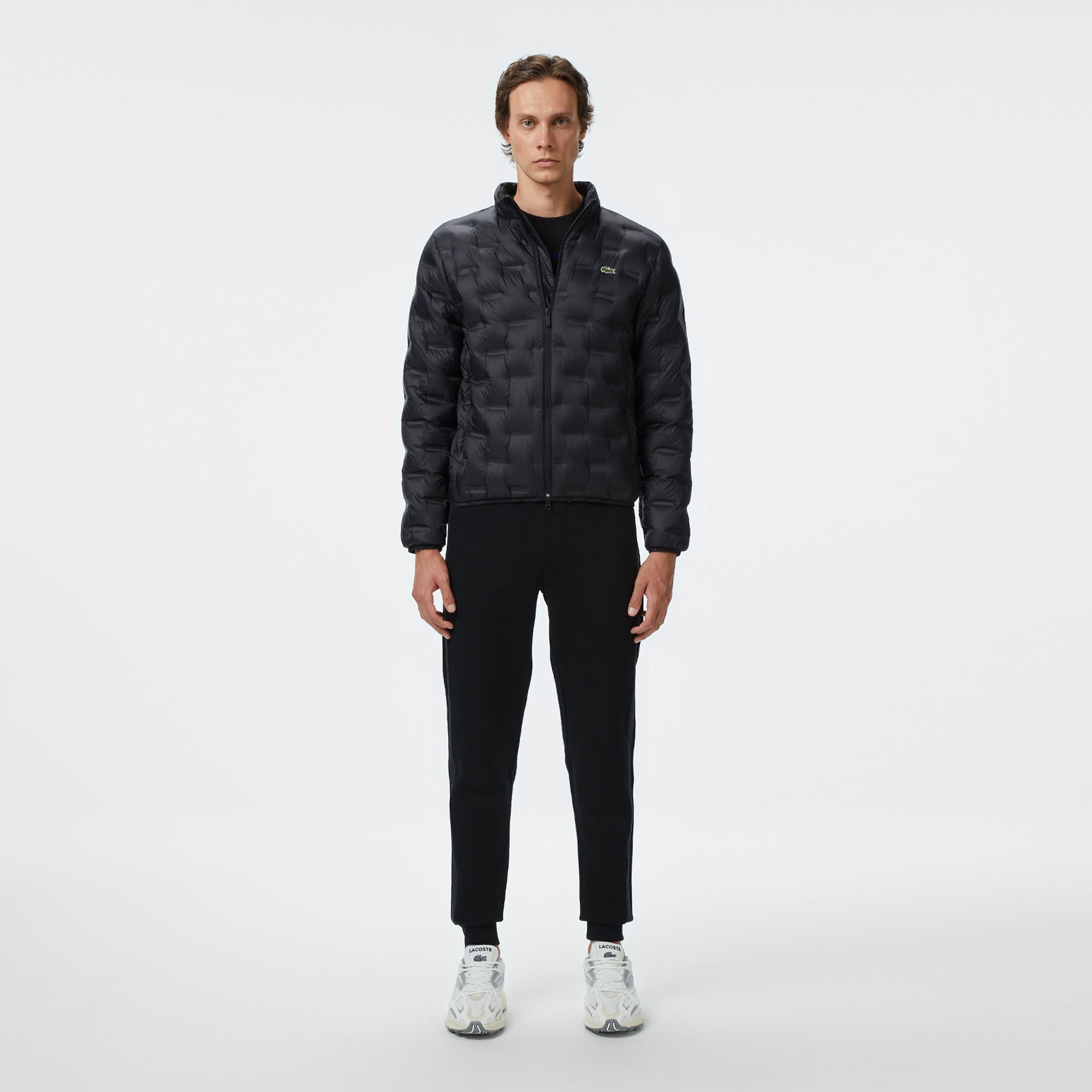 Lacoste Erkek Dik Yaka Kapitone Siyah Mont