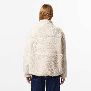  Lacoste Kadın Dik Yaka Beyaz Ceket