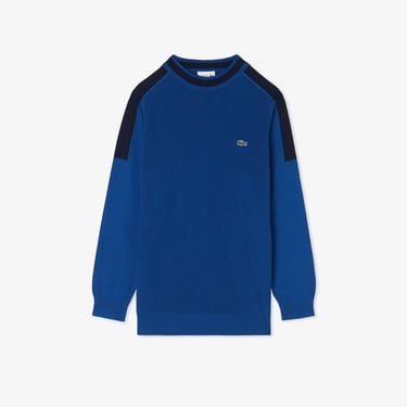  Lacoste Erkek Classic Fit Bisiklet Yaka Renk Bloklu Mavi Kazak