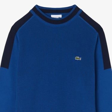  Lacoste Erkek Classic Fit Bisiklet Yaka Renk Bloklu Mavi Kazak