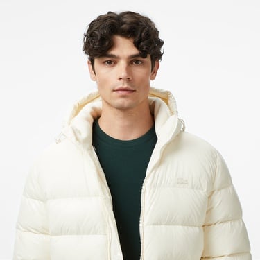  Lacoste Erkek Kapüşonlu Beyaz Mont