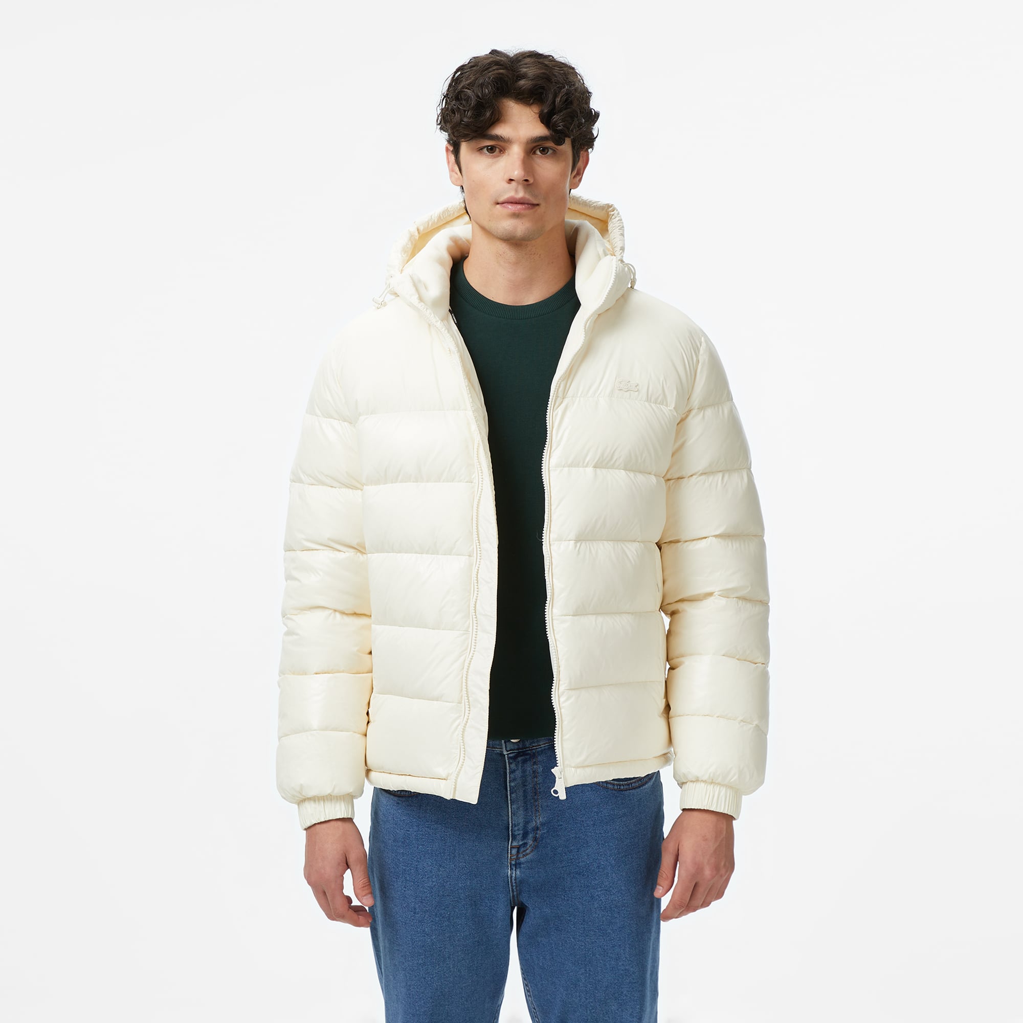  Lacoste Erkek Kapüşonlu Beyaz Mont