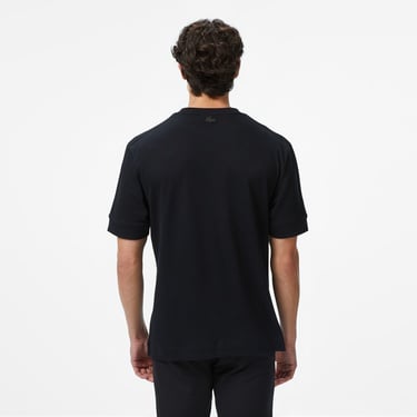  Lacoste Erkek Loose Fit Bisiklet Yaka Baskılı Siyah T-Shirt