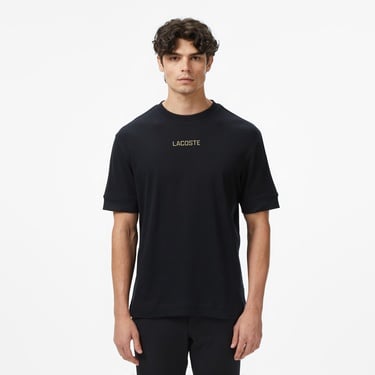  Lacoste Erkek Loose Fit Bisiklet Yaka Baskılı Siyah T-Shirt
