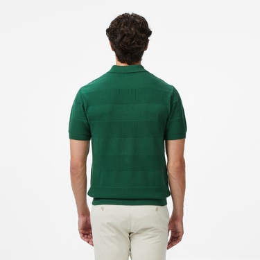  Lacoste Erkek Classic Fit Kısa Kollu Polo Yaka Desenli Yeşil Triko