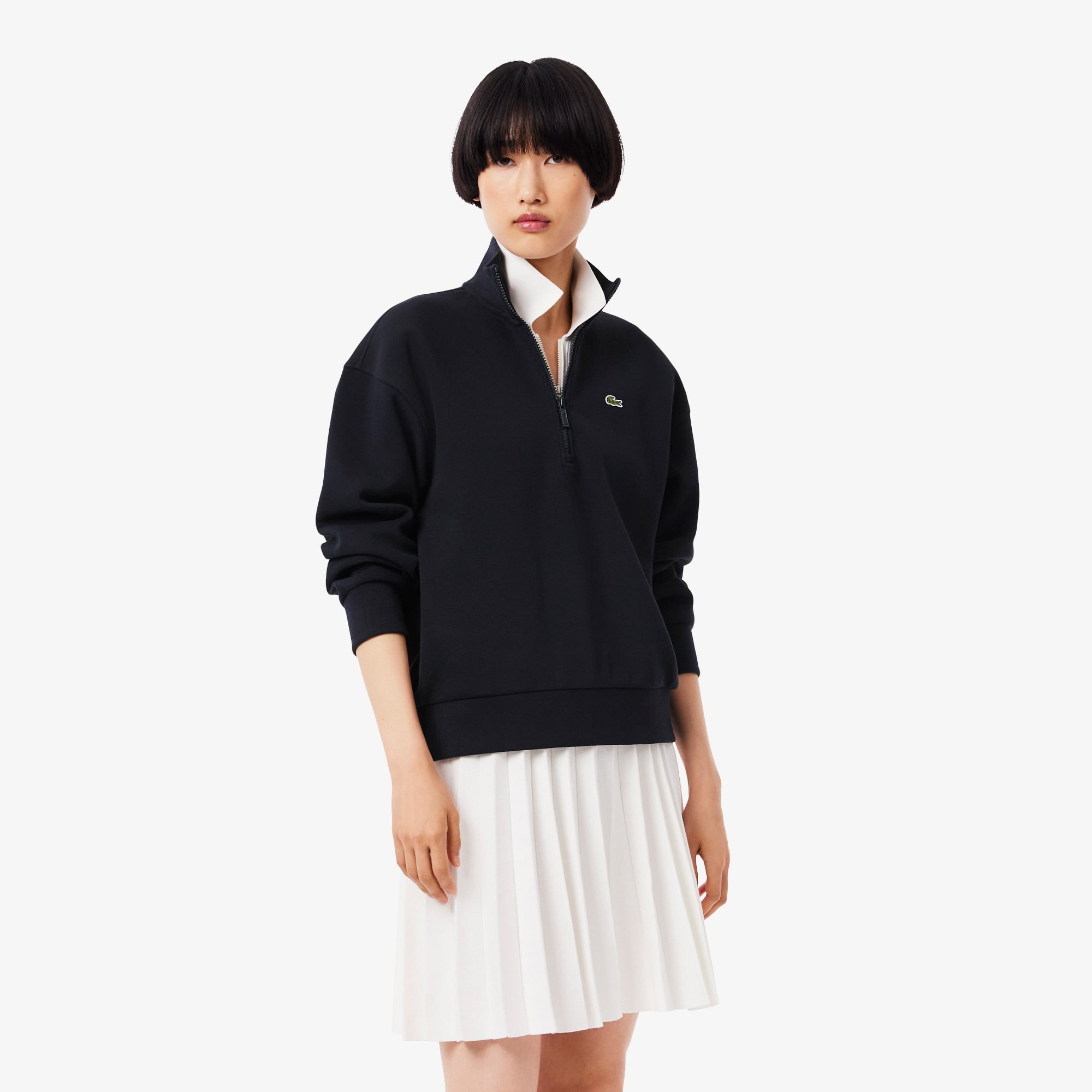 Kadın Relaxed Fit Yarım Fermuarlı Lacivert Sweatshirt