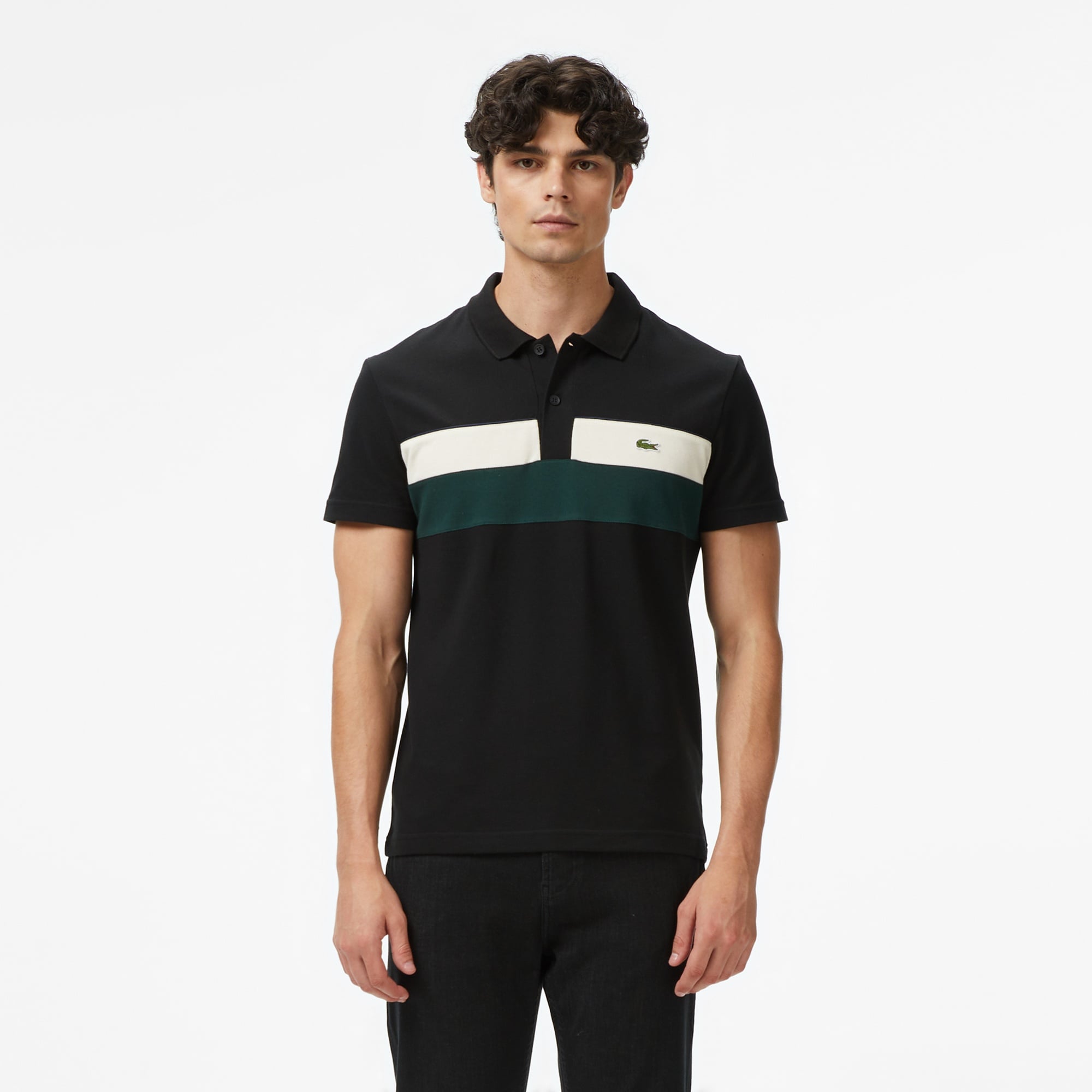 Lacoste Erkek Regular Fit Renk Bloklu Siyah Polo