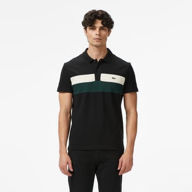 Lacoste Erkek Regular Fit Renk Bloklu Siyah Polo