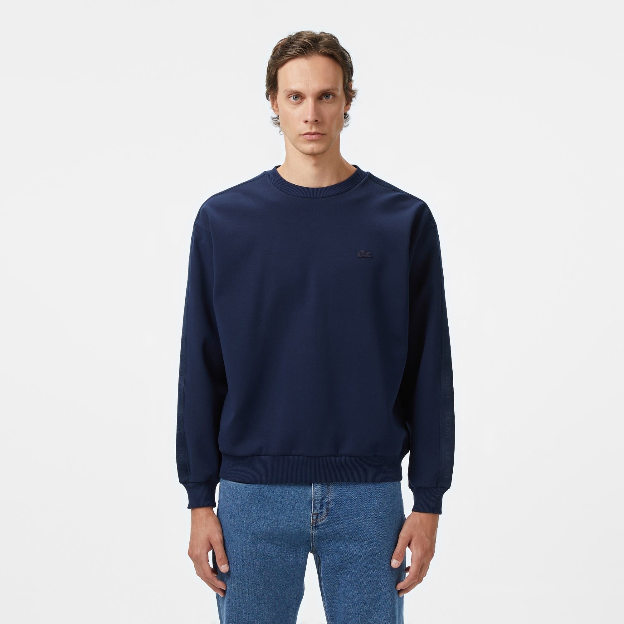 Erkek Relaxed Fit Bisiklet Yaka Lacivert Sweatshirt