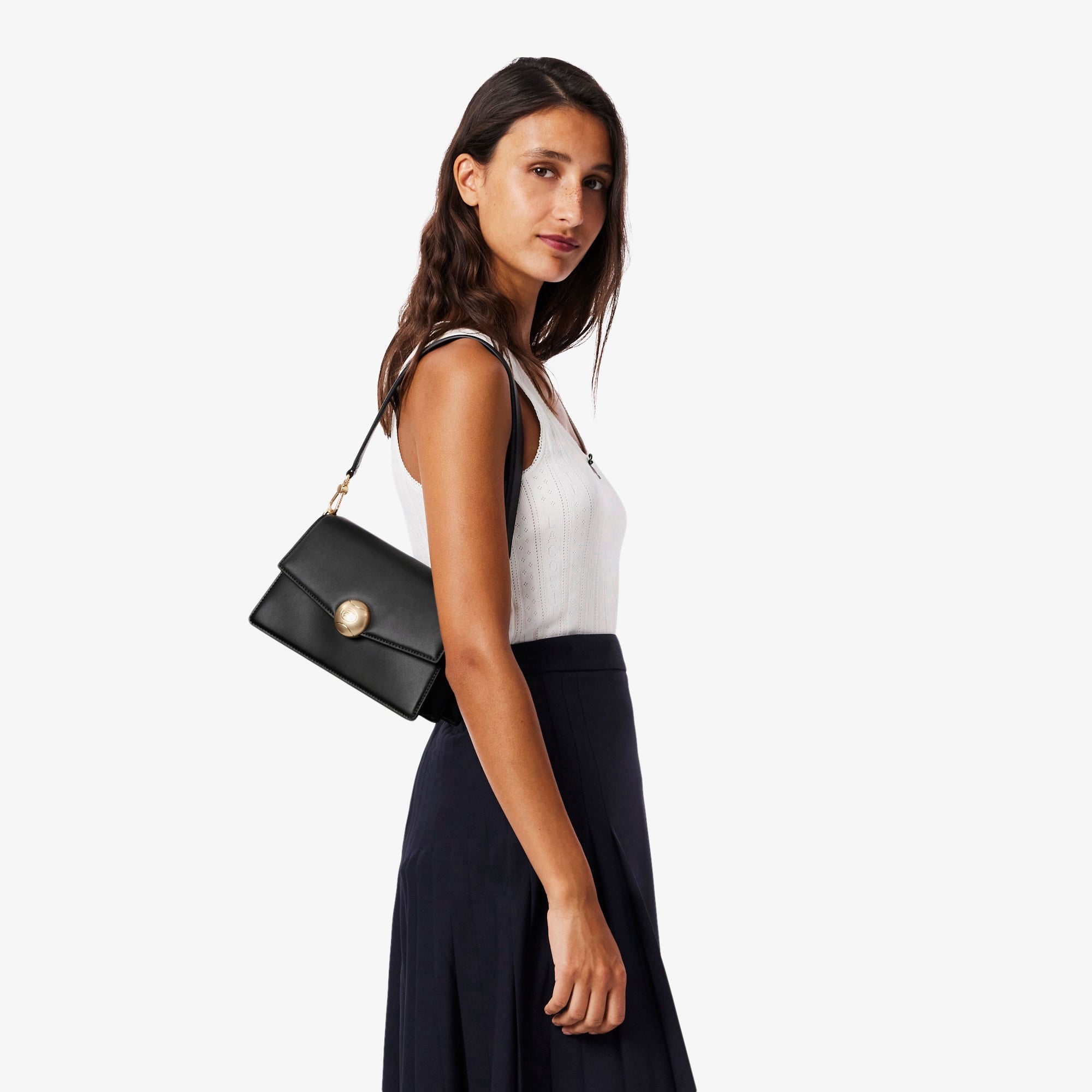 Lacoste Tennis Bliss Kadın Deri Siyah Omuz Çantası