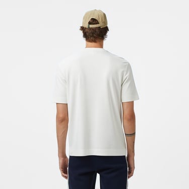  Lacoste Erkek Loose Fit Bisiklet Yaka Desenli Beyaz T-Shirt