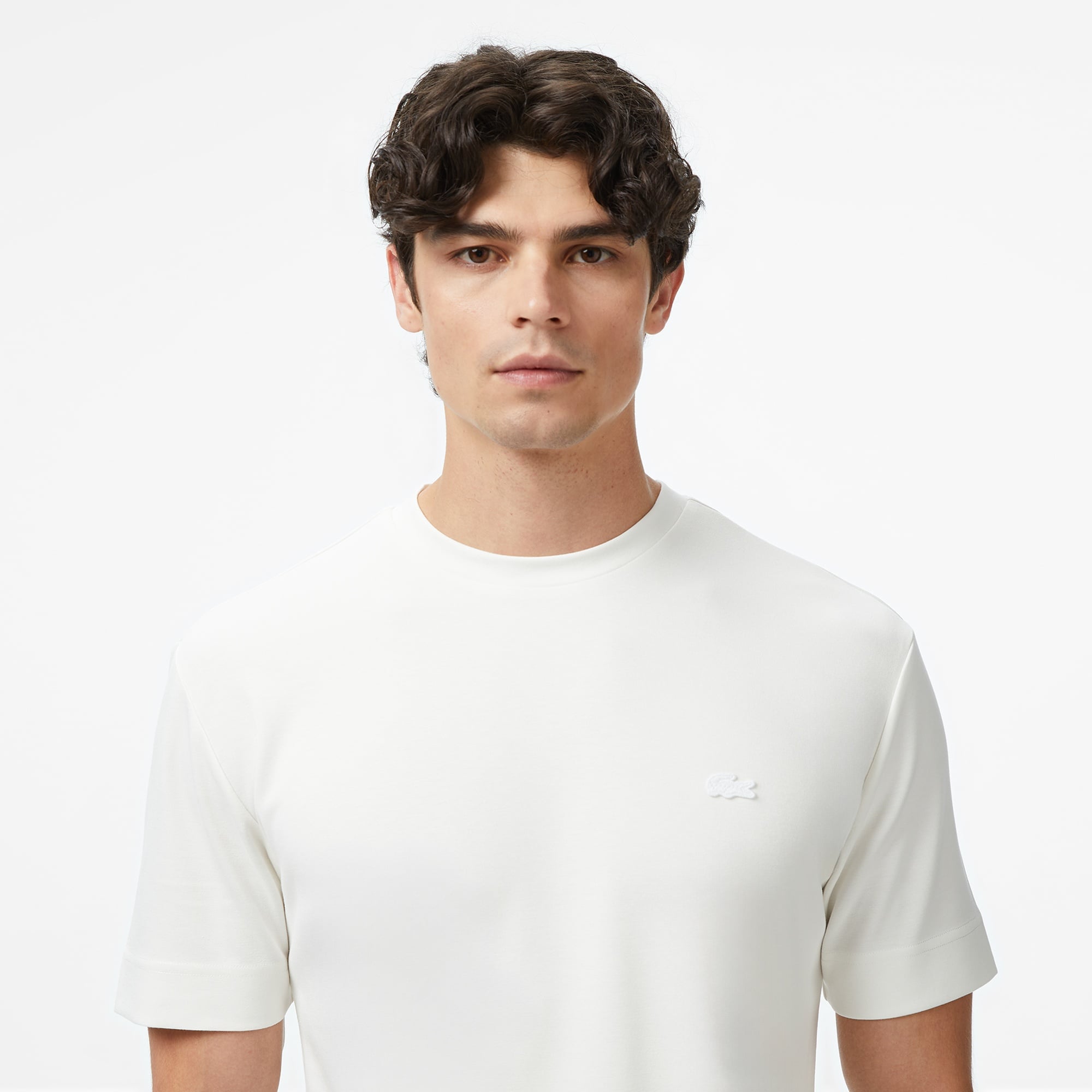 Lacoste Erkek Oversize Fit Bisiklet Yaka Beyaz T-Shirt