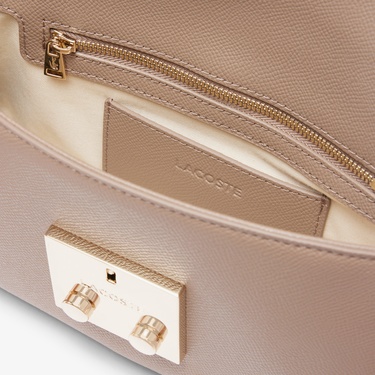  Lacoste Champs-Élysées Kadın Deri Bej Omuz Çantası