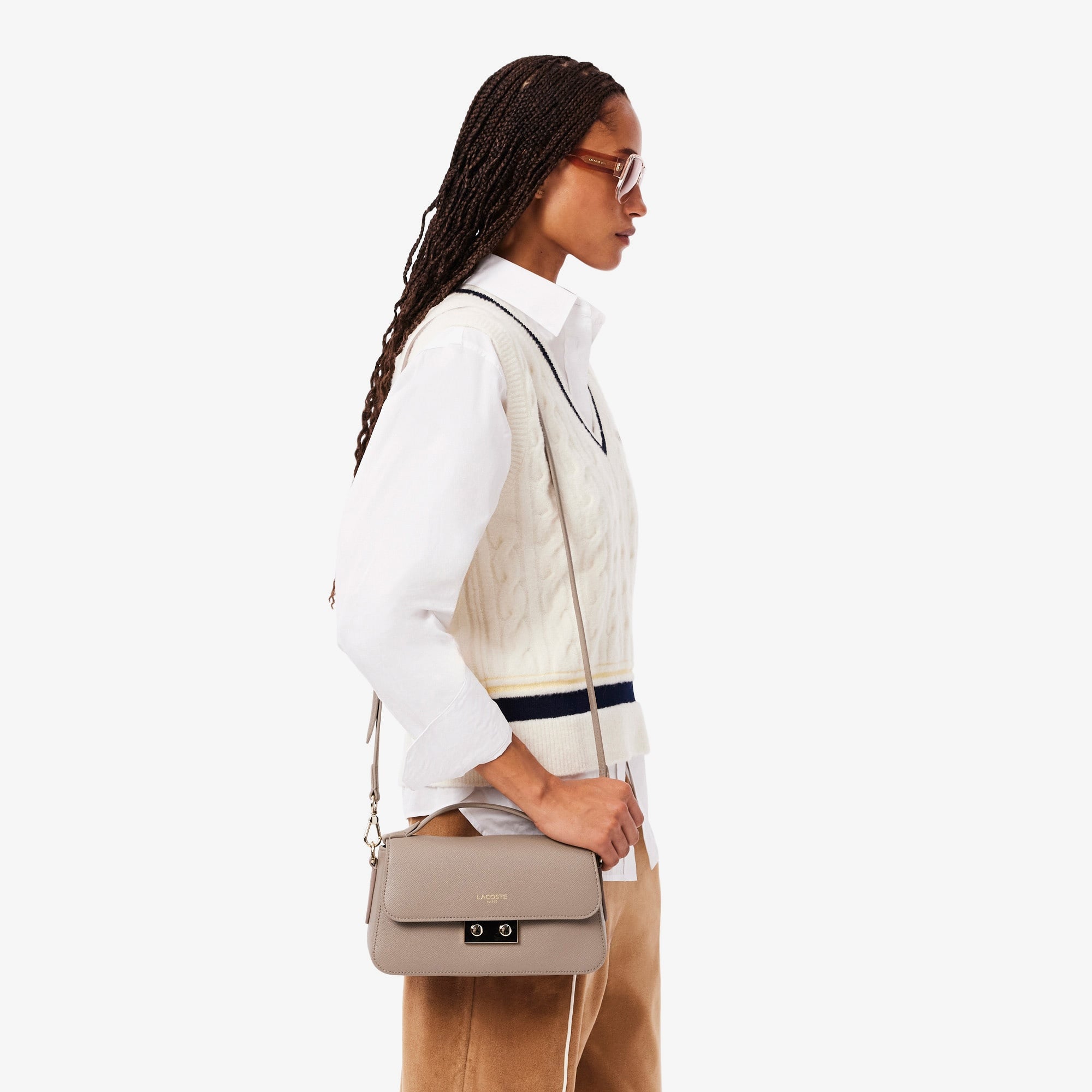 Lacoste Champs-Élysées Kadın Deri Bej Omuz Çantası