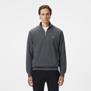  Lacoste Erkek Classic Fit Yarım Fermuarlı Gri Sweatshirt