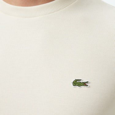  Lacoste Erkek Regular Fit Uzun Kollu Bisiklet Yaka Krem T-Shirt