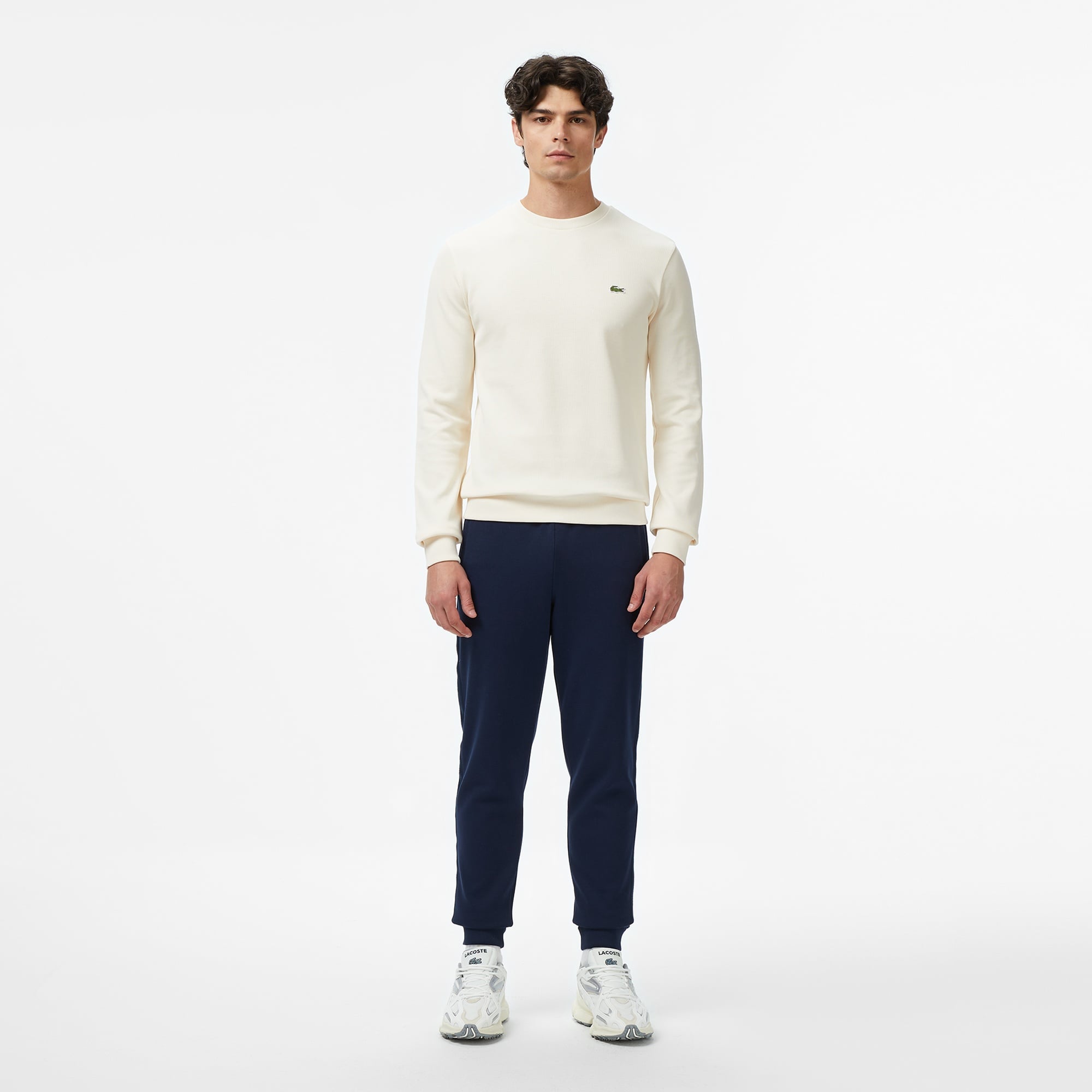 Lacoste Erkek Regular Fit Uzun Kollu Bisiklet Yaka Krem T-Shirt