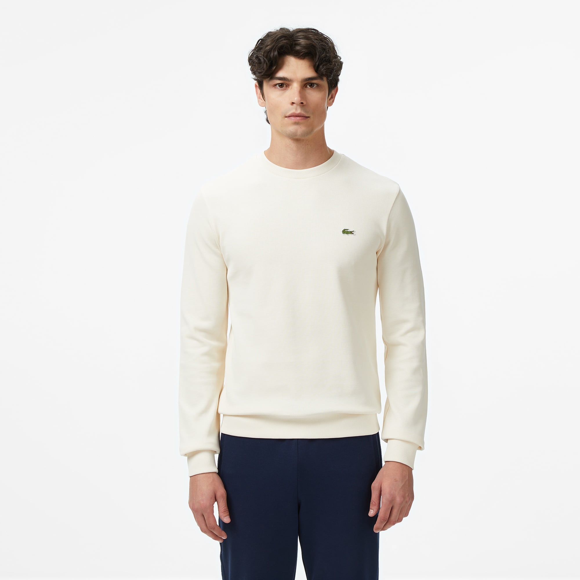 Lacoste Erkek Regular Fit Uzun Kollu Bisiklet Yaka Krem T-Shirt